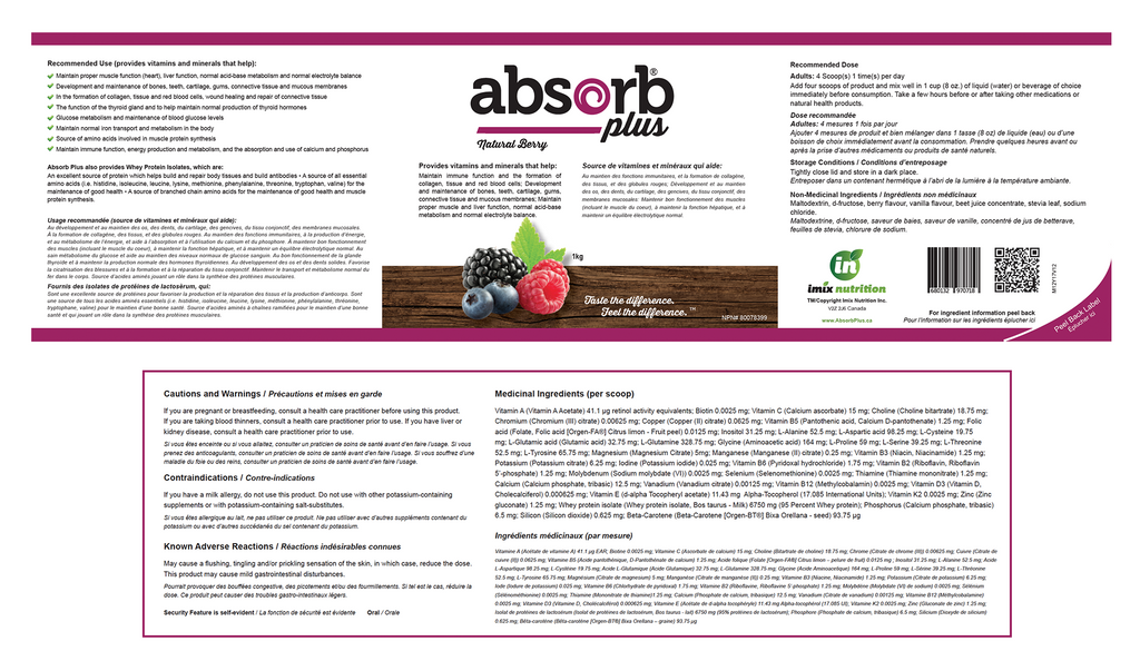 Absorb Plus Natural Berry Canada