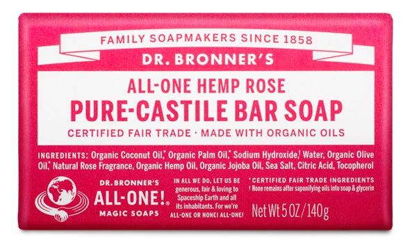 Dr. Bronner's Rose Castile Bar Soap